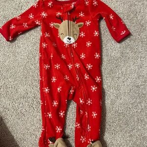Carter's Red and White Snowflake reindeer Footies
